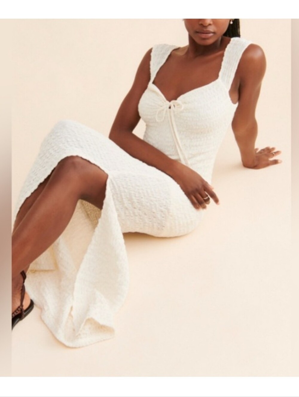 Free People Beach Eleni Dress Bodycon Maxi Ivory Size L - Picture 2 of 10